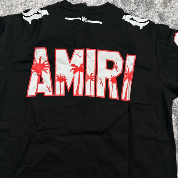 Amiri 22 Jersey Palm Tree Logo Red and Black Tee Mens Size Medium or Small - Picture 3 of 5